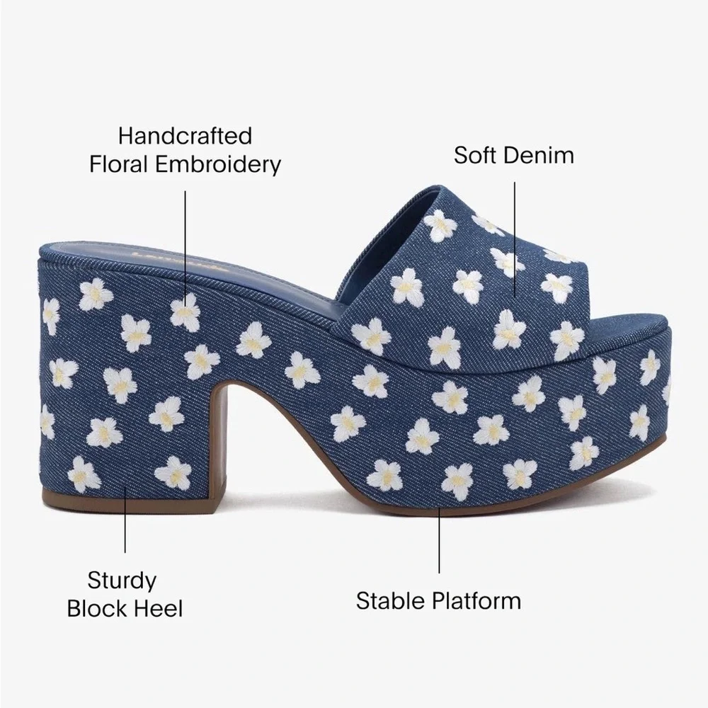 LARROUDÉ Miso Platform Sandals - Blue Denim